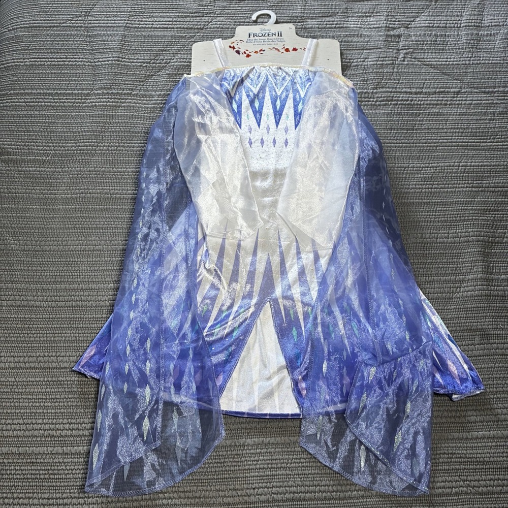 Disney Frozen II Elsa Snow Queen Dress Girls Costume Blue White Sequins Gown